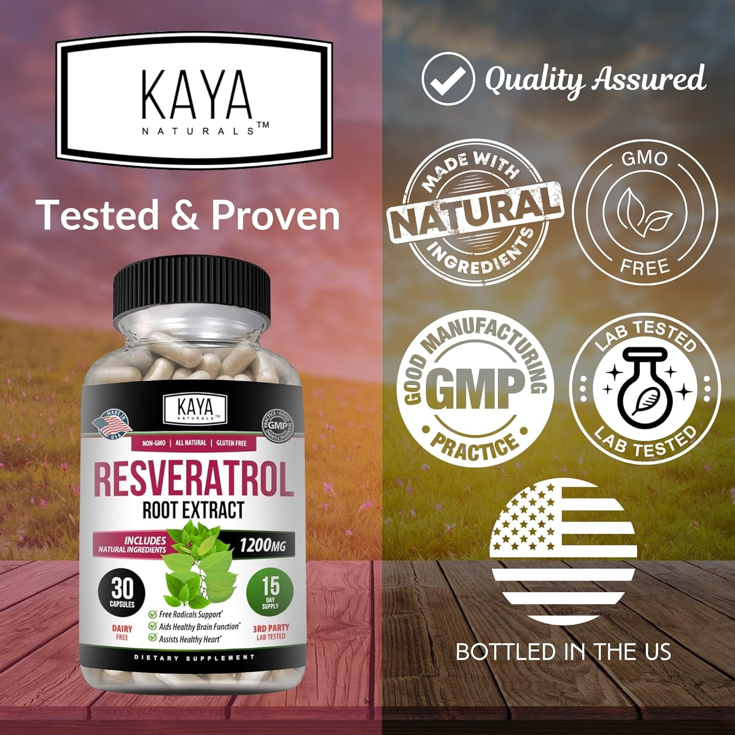 Naturals - Resveratrol Capsules - anti Aging Supplement - Antioxidants with Brain Support - Maximum Benefits - 30 Veggies Capsules