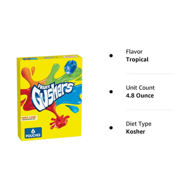 Gushers Tropical Flavors Fruit Flavored Snacks 6 Count