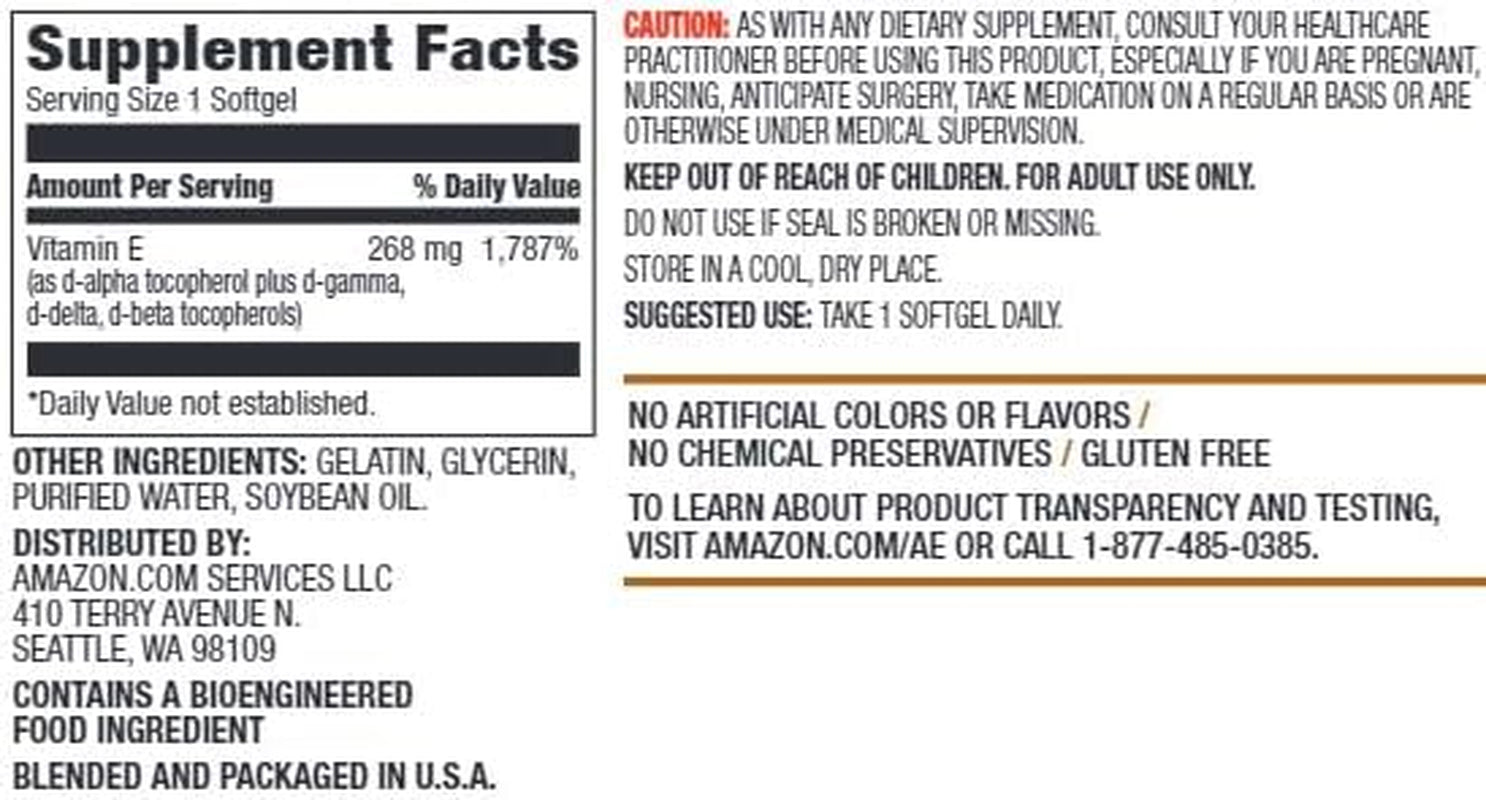 Elements Vitamin E, 400 IU, 100 Softgels, 100 Days of Supply (Packaging May Vary)