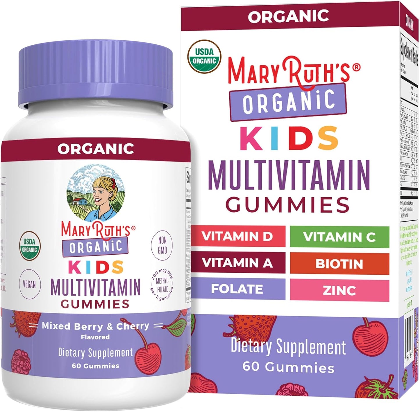 Maryruth Organics Kids Vitamins | Multi | 1 Month Supply | Multivitamin Gummies for Ages 4+ | Multivitamin for Kids | Vegan | Only 2 Gummies a Day | 60 Count