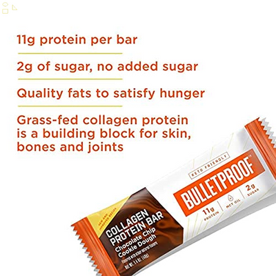 BULLETPROOF Choc Chip Cookie Dough Collagen Prtn Bar, 1.58 OZ