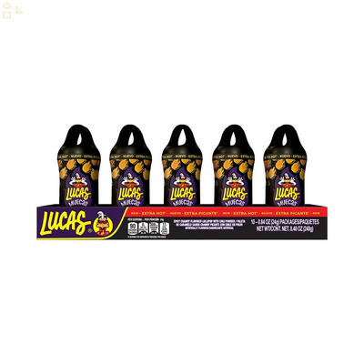 Lucas Muecas Fuego Lollipop Chamoy Flavor Extra Hot Candy, 0.96Oz - 10 Pieces Pack for Treats, Snack, Parties, Piñatas