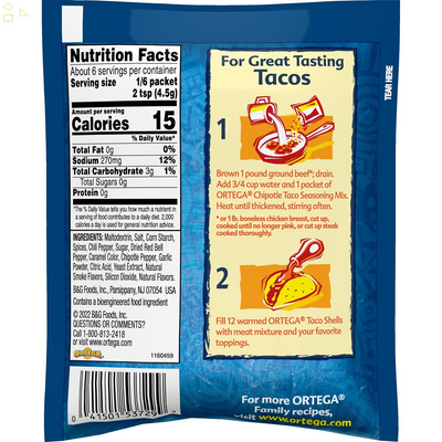 Ortega Seasoning Mix, Chipotle, 1 Ounce Packaging may vary 