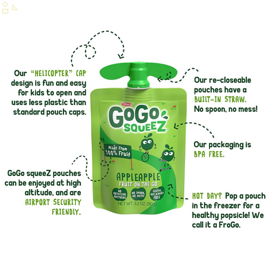 Gogo Squeez Applesauce, Apple Apple, 3.2 Ounce (4 Pouches), Gluten Free, Vegan Friendly, Unsweetened Applesauce, Recloseable, BPA Free Pouches