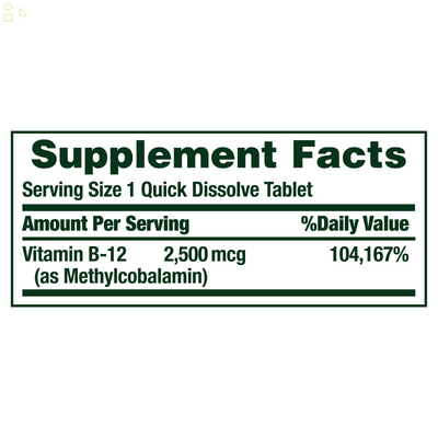 Natr Bounty Vitamin B-12 2500 Mcg, 300 Quick Dissolve Tablets B12