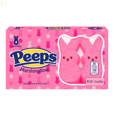 Okie Dokie Trading Co. Easter Bunny Sticker Bundled with Peeps Marshmallow Bunnies (4 Count X 2, Yellow/Pink)