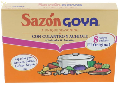(8 Pack) Goya Coriander & Annatto Seasoning - Sazon Culantro Y Achiote