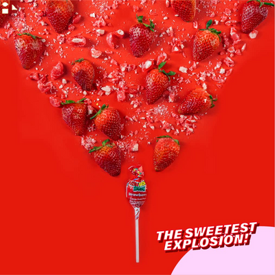 Colombina Bon Bon Bum Classic Lollipops - Sweet Strawberry with Chewy Bubble Gum Center Suckers, Gluten-Free Candy, 6 Oz Bags (10 Count) - 1 Pack