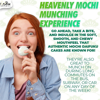 Fusion Select Mochi Daifuku Snacks - Traditional Japanese Rice Cakes with Filling - Flavored Asian Sweet Desserts for Family - Chewy and Soft Texture (Sesame)