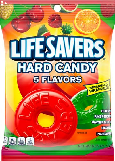 Lifesavers, Hard Candy 5 Flavors Bag, 6.25 Oz