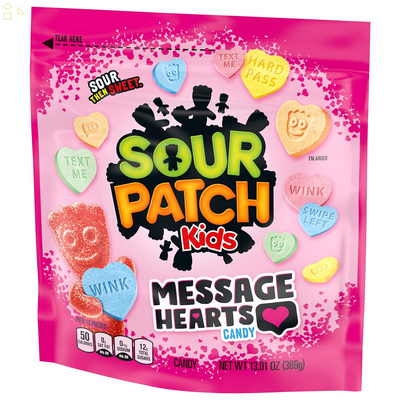 SOUR PATCH KIDS Message Hearts Valentines Day Candy, 13.01 Oz