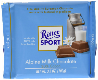 Ritter Alpine Milk Chocolate, 3.5 Oz