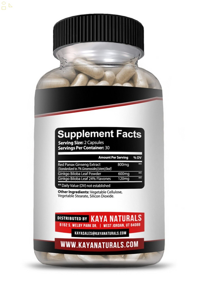 Ginkgo Biloba + Ginseng Extract Red Panax Focus Brain Memory Metabolism Booster