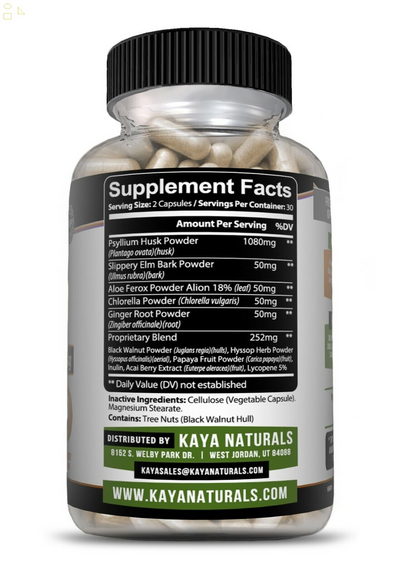 Psyllium Husk+ 60Ct - Colon Cleanse, Detox Toxins, Energy Boost