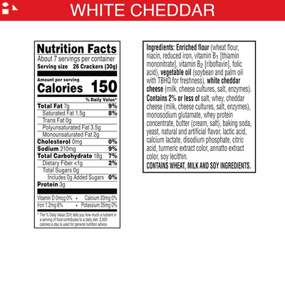 Cheez-It Cheese Crackers, Baked Snack Crackers, Office and Kids Snacks, White Cheddar, 7Oz Box (1 Box)