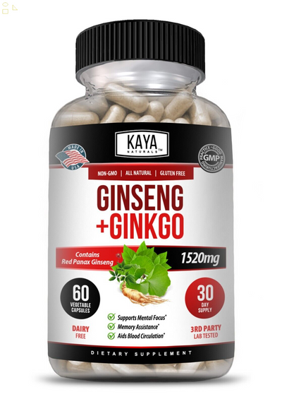 Ginkgo Biloba + Ginseng Extract Red Panax Focus Brain Memory Metabolism Booster