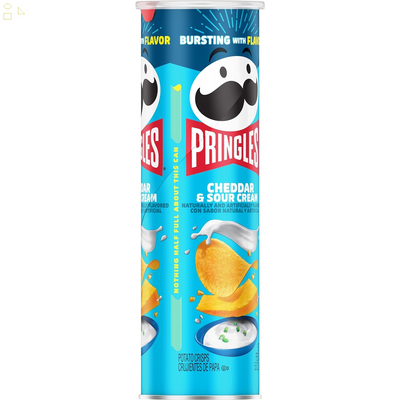Pringles Potato Crisps Chips, Lunch Snacks, On-The-Go Snacks, Cheddar and Sour Cream, 5.5Oz Can (One Can)