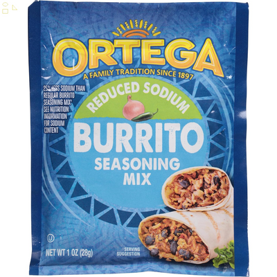 Ortega Seasoning Mix, Reduced Sodium Burrito, 1 Ounce Packaging may vary
