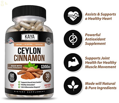 (2 Pack) True Organic Ceylon Cinnamon 1200Mg High Potency Blood Sugar Support