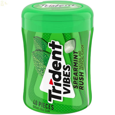 Trident Vibes Spearmint Rush Sugar Free Gum, 40 Pieces