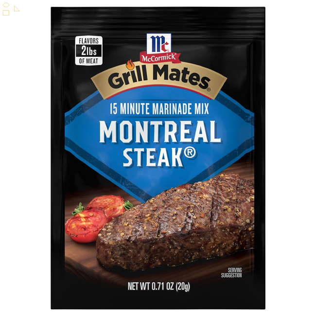 Mccormick Montreal Grill Mates Steak Marinade Mix, 0.71 Oz Packaging may vary