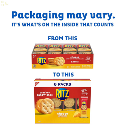 RITZ Cheese Sandwich Crackers, 8 Snack Packs (6 Crackers per Pack)