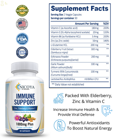 12 in 1- Natural Immune Support with ELDERBERRY, VITAMIN C, ZINC, & ECHINACEA!