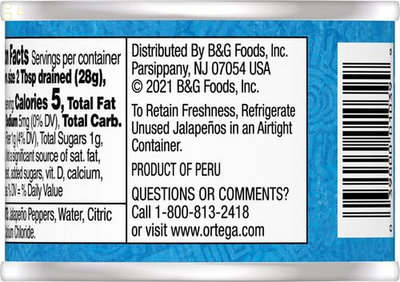 Ortega Diced Jalapenos, Hot, 4 Ounce