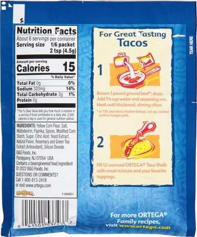 Ortega Seasoning Mix, Taco, 1 Ounce Packaging may vary