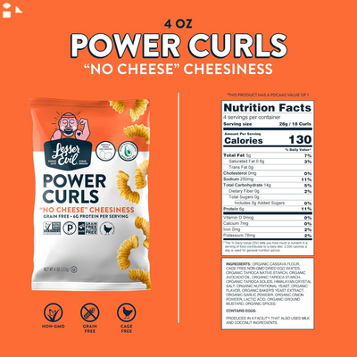 Lesserevil Power Curls Egg and Cheese, 4 Oz