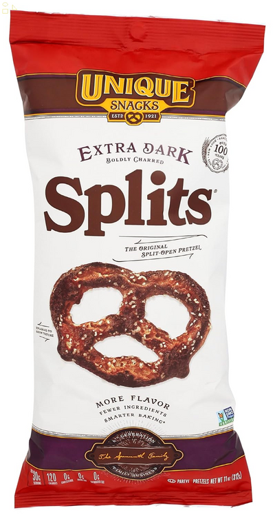 Unique Pretzels Unique Extra Dark Splits Pretzels, 11 Oz