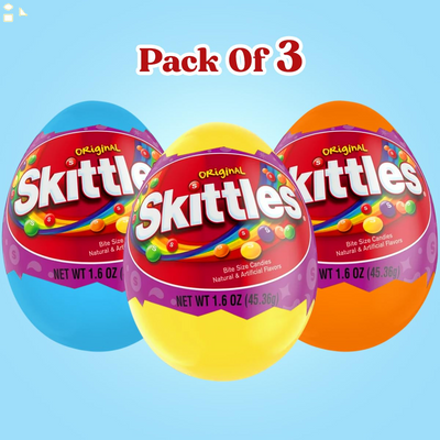 Surprise Eggs Candy for Kids, Large Prefilled Eggswith Original Skittles Candy, (3 Pack)
