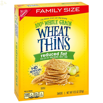 Wheat Thins Reduced Fat Whole Grain Wheat Crackers, Family Size, 12.5 Oz