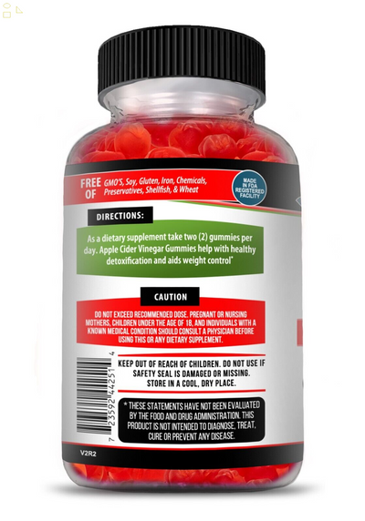 Slimming Apple Cider Vinegar Gummies, Appetite Suppressant 60Ct