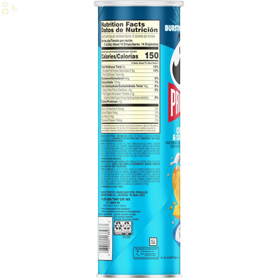 Pringles Potato Crisps Chips, Lunch Snacks, On-The-Go Snacks, Cheddar and Sour Cream, 5.5Oz Can (One Can)