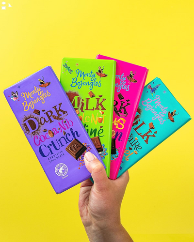 Monty Bojangles Milk Chocolate Millionaire Caramel Chocolate Bar (5.29 Oz) - Exquisite Italian Milk Chocolate & Caramel Bar with Biscuit & a Hint of Sea Salt - from Rainforest Alliance Chocolate