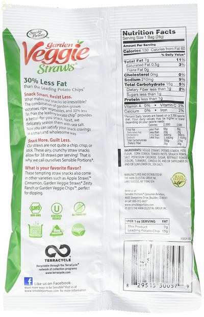 Sensible Portions Garden Veggie Straws, Sea Salt