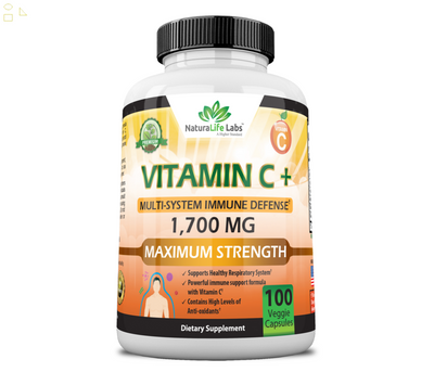 Vitamin C 1,700 MG with Vitamin D3, Zinc, Elderberry, Ginger Root - 100 V Caps
