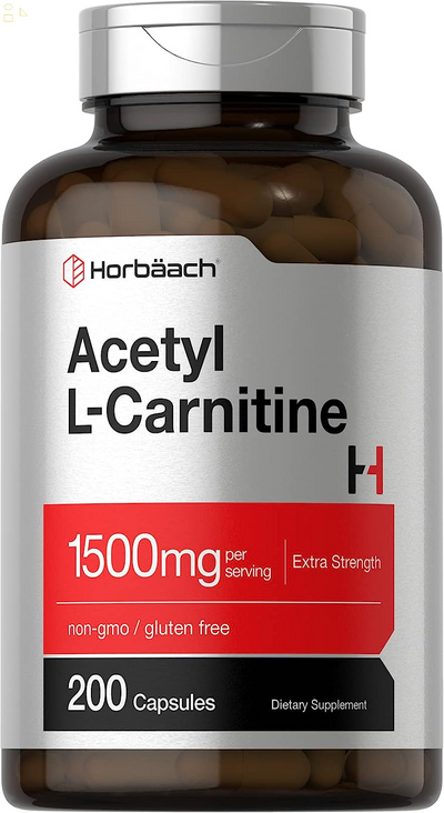 Acetyl L-Carnitine 1500Mg | 200 Capsules | Extra Strength ALCAR Supplement | Non-Gmo, Gluten Free