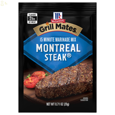 Mccormick Montreal Steak Grill Mates Montreal Steak Marinade Seasoning Mix, 0.71 Oz Envelope Packing May Vary