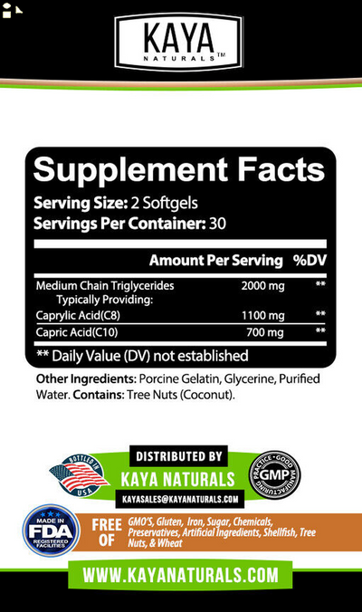 Pure MCT Oil 2000Mg Serving, C8 C10, Energy, Inflammation Capsules