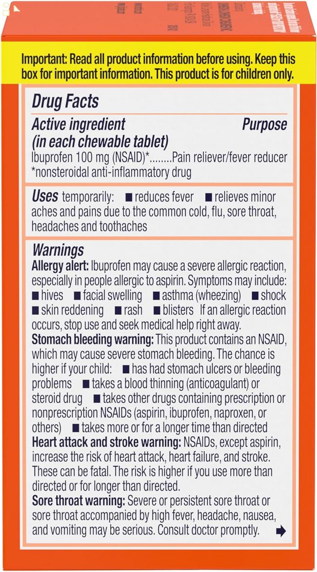 Children's Motrin Dye-Free Pain Reliever & Fever Reducer Ibuprofen