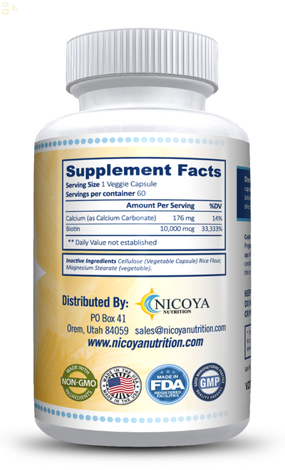 BIOTIN Hair Regrowth Vitamins for Stronger, Nourished, Hair, Skin & Nails 60Ct