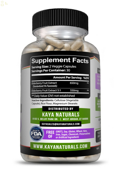 Sambucus Black Elderberry 1200Mg 60Ct Daily Immune Support and Antioxidants