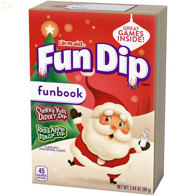 Fun Dip Christmas Candy LIK-M-AID, Powder Candy Dip Razzle Apple Magic and Cherry Yum Diddly, 8 Pouches