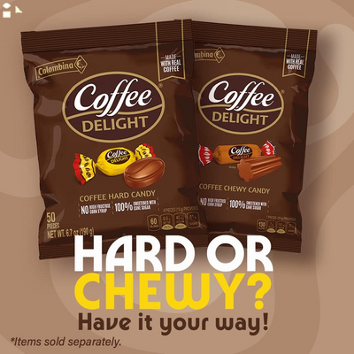 Colombina Coffee Delight Chewy Candy, Gluten-Free Soft Chewy Coffee Candies Made W/Authentic Colombian Coffee, 1 Pack (35 Count)