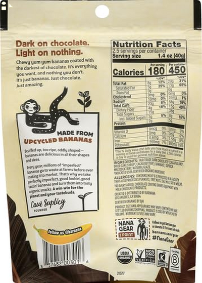 Barnana Dipped Banana Bites, Dark Chocolate, 3.5 Oz