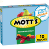 Mott'S Fruit Flavored Snacks, Assorted Fruit, Pouches, 0.8 Oz, 10 Ct