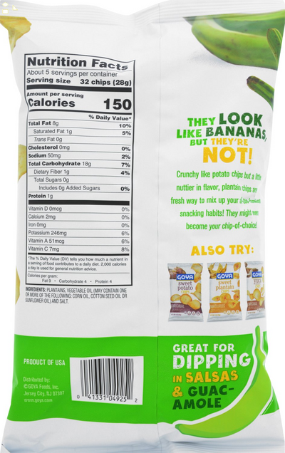 Goya Plantain Chips Original Lightly Salted, 5 Oz