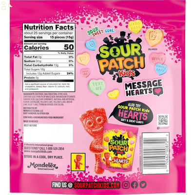SOUR PATCH KIDS Message Hearts Valentines Day Candy, 13.01 Oz